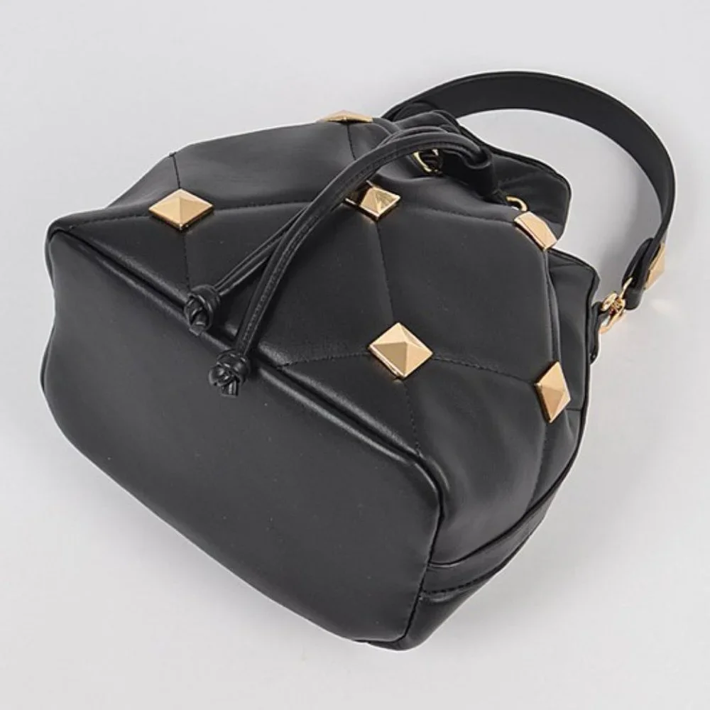 Quilted Studded Satchel Bag - Picture 4 of 4